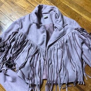 Fringed Lavender Faux Suede Jacket Flawless Small Women’s Cropped